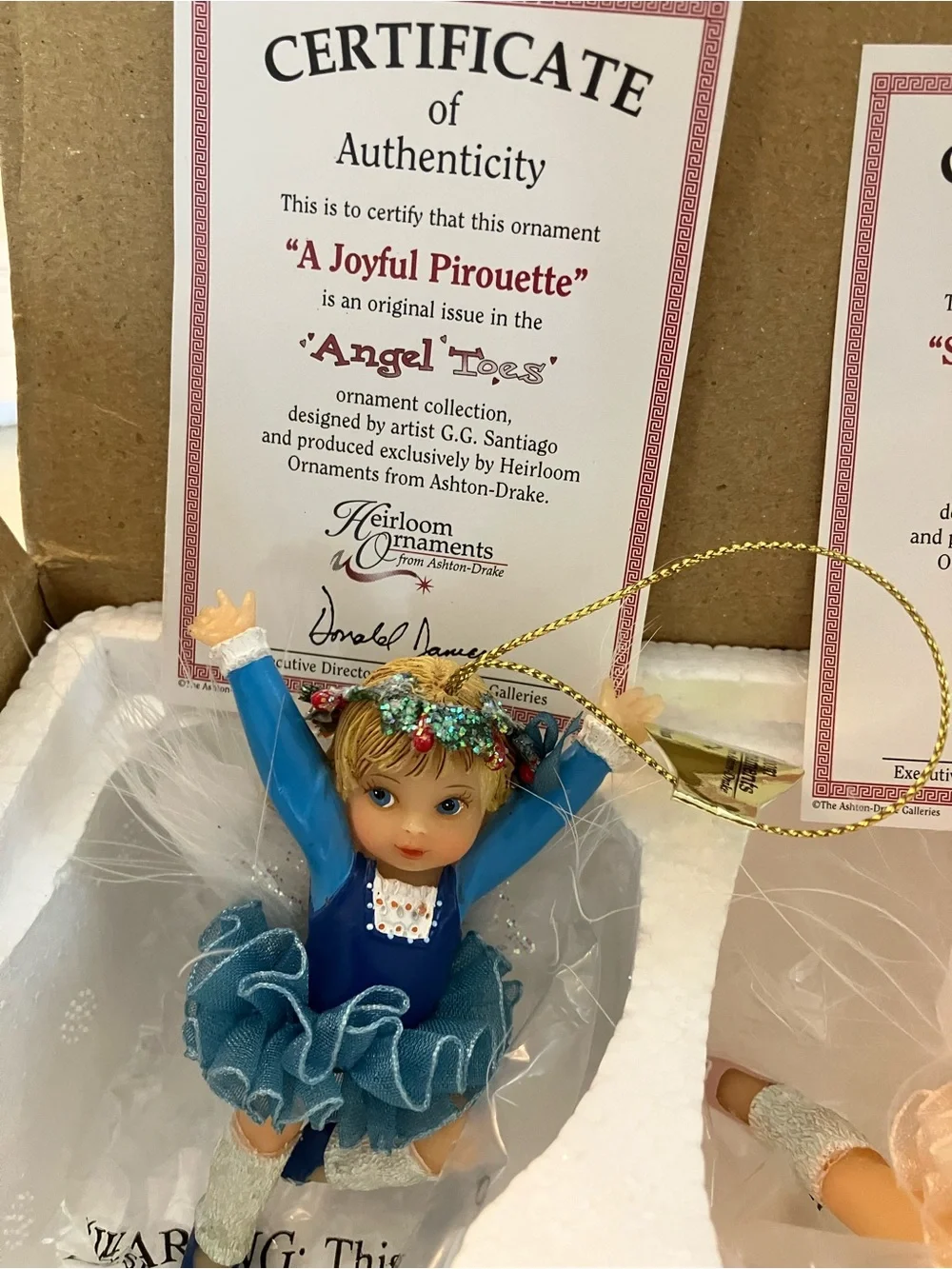 Ashton Drake collectible set of 3 Angel Toes ornaments
